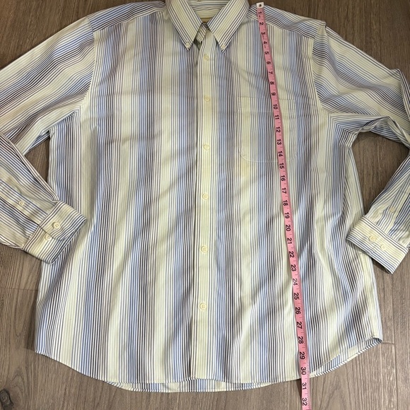 Eddie Bauer Mens Sz L Button Down Shirt Wrinkle Resistant Blue Green Striped LS - Picture 5 of 8